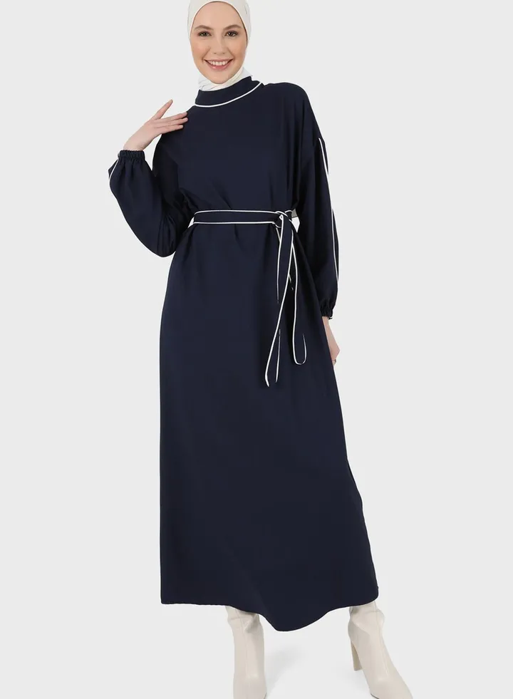 Puff Sleeve Belted Dress