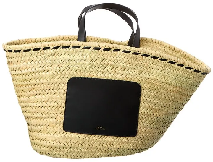 A.P.C. Zoe Large Straw & Leather Basket Tote