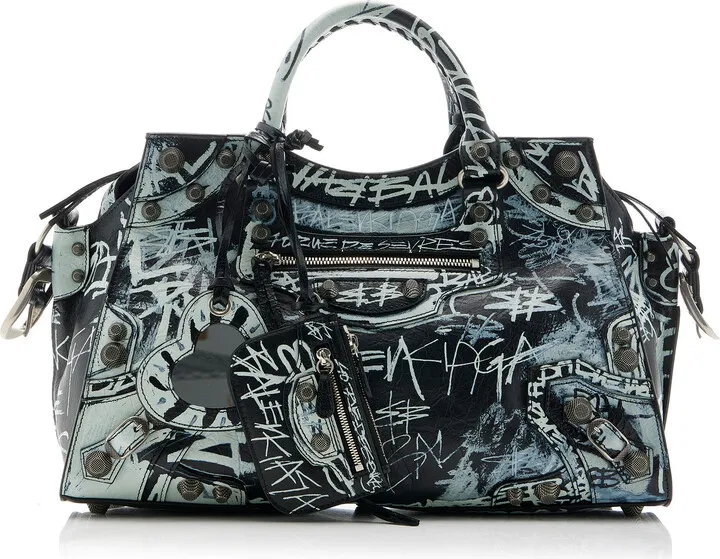 Women's Neo Cagole City Graffiti-Print Leather Bag