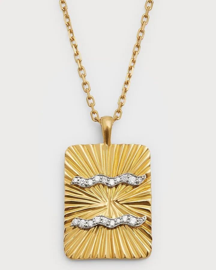 Diamond Aquarius Pendant Necklace