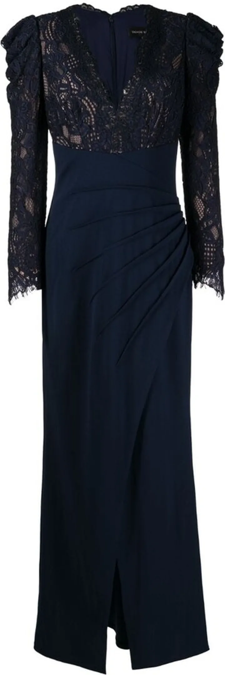 Floral-Lace Long-Sleeve Gown