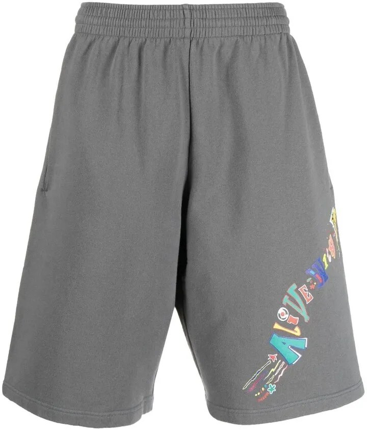slogan-print Bermuda shorts