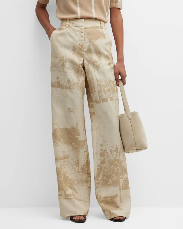 Sullivan High-Rise Wide-Leg Toile Pants