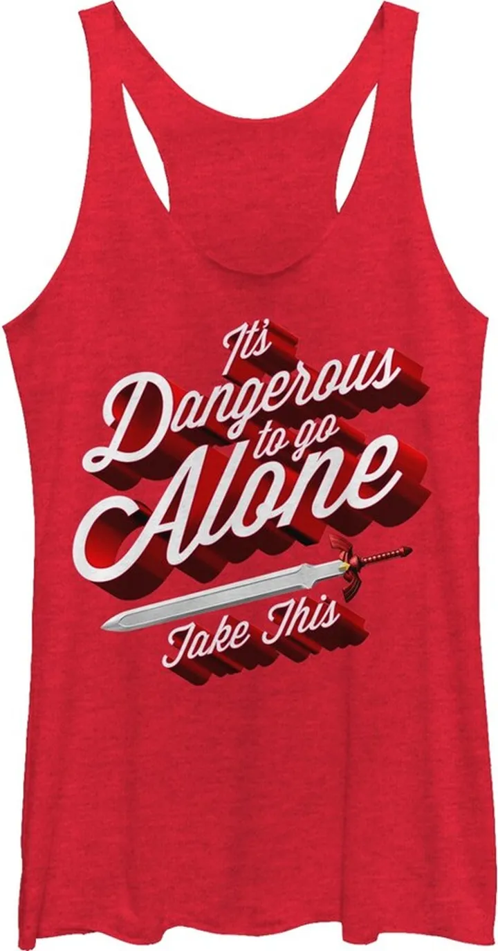Women's Nintendo Legend of Zelda Take This Sword Racerback Tank Top - Red Heather - X Large