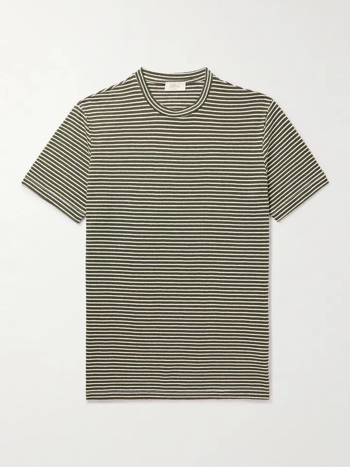 Striped Linen and Cotton-Blend T-Shirt