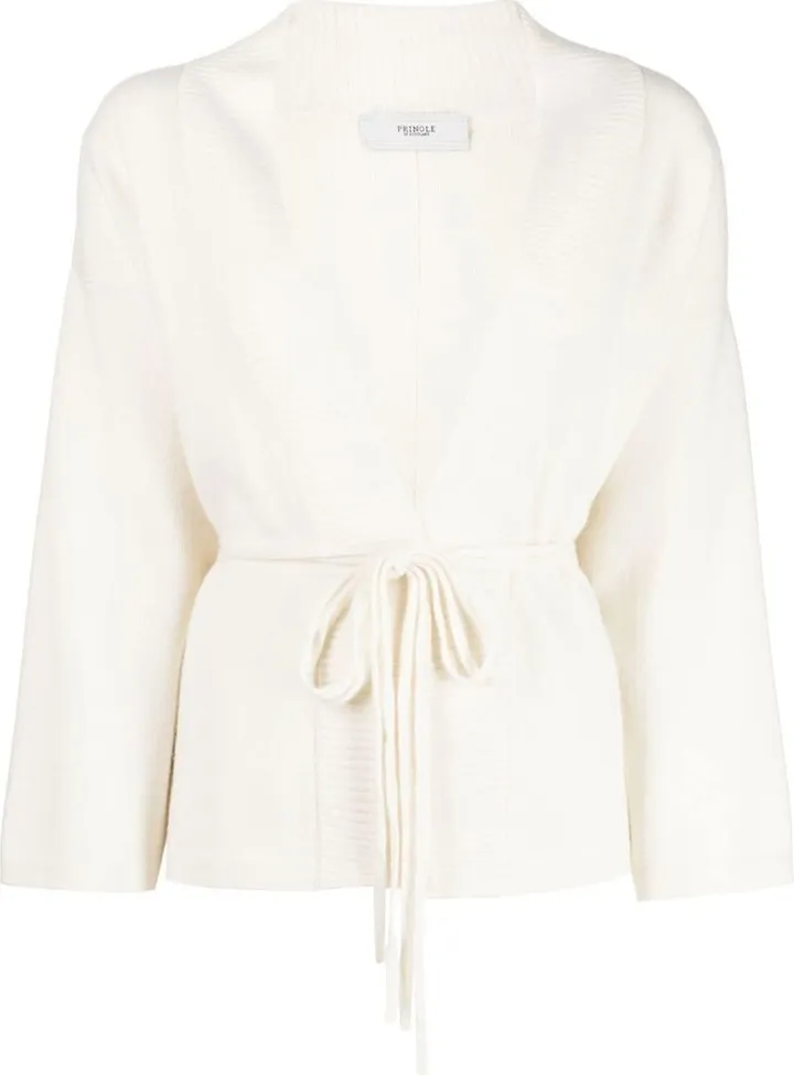 V-neck tie-waist cardigan