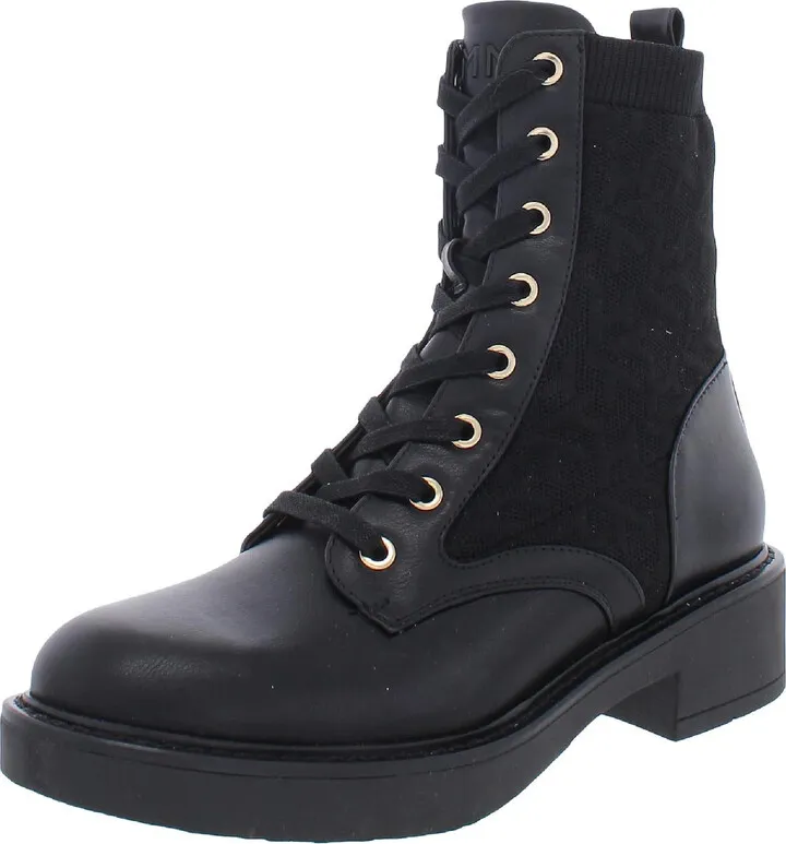 Treyna Womens Faux Leather Lace Up Combat & Lace-up Boots