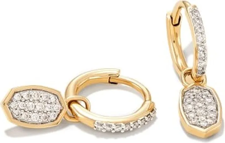 Marisa 14k Yellow Gold Huggie Earrings in White Diamond