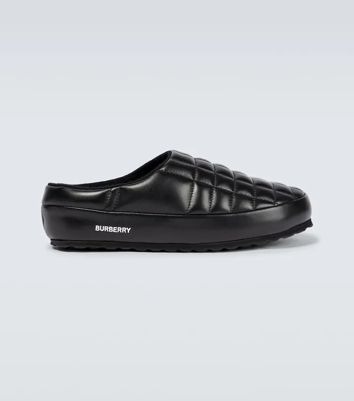 Quilted leather slippers