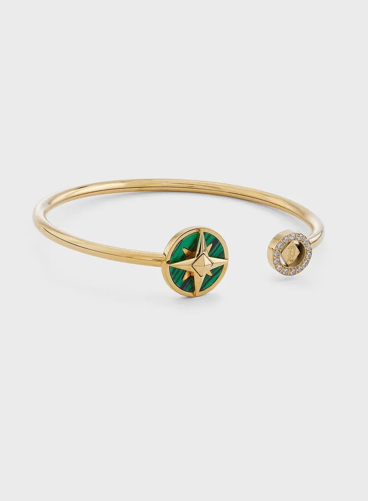 Bangle With Malachite Inlay & Crystal