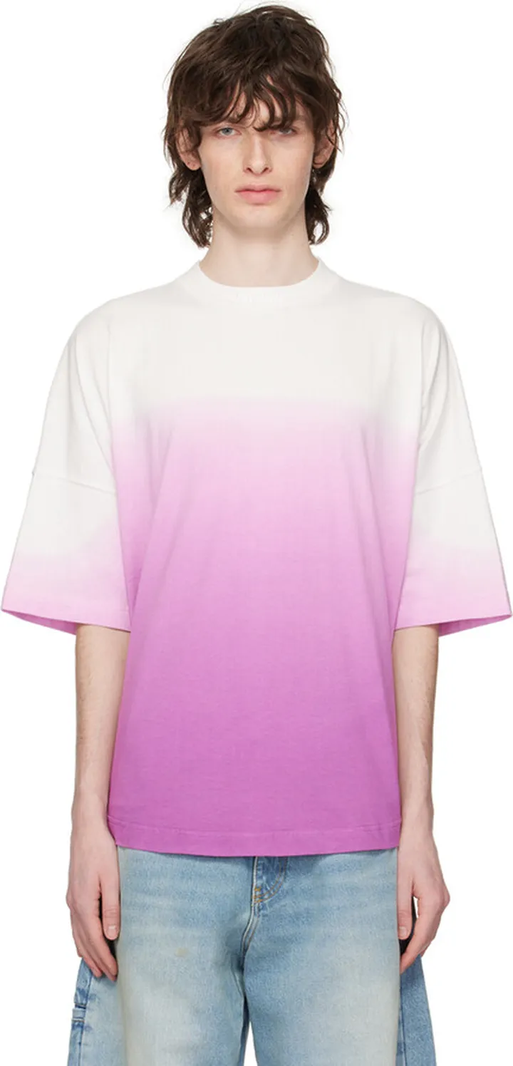Palm Angels White & Purple Gradient T-Shirt