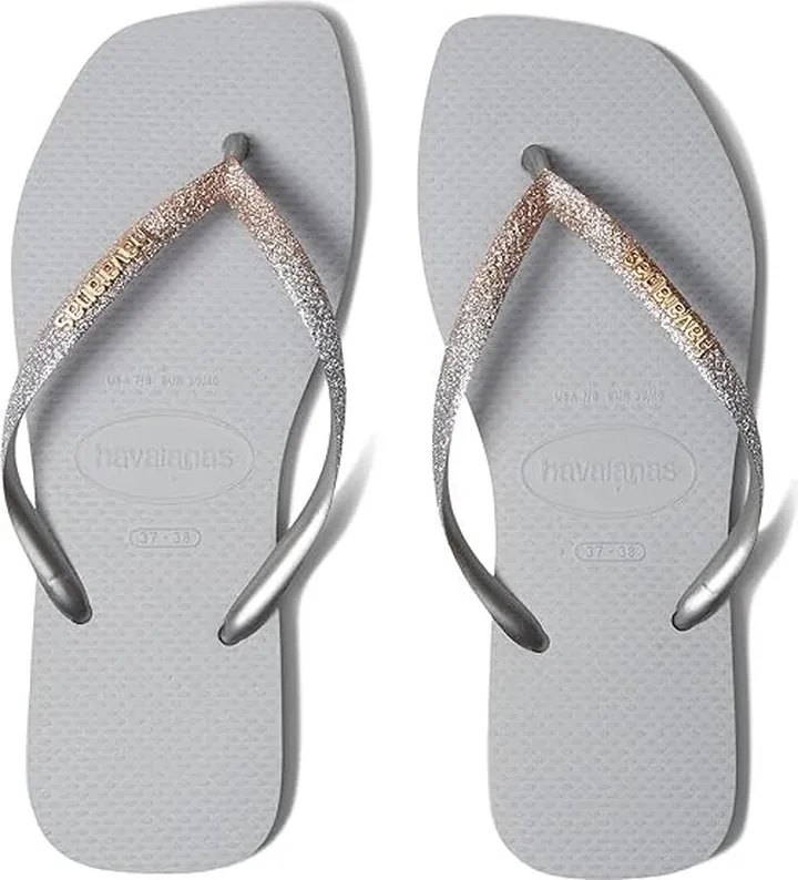 Havaianas Slim Square Glitter Flip Flop Sandal (Ice Grey) Women's Sandals