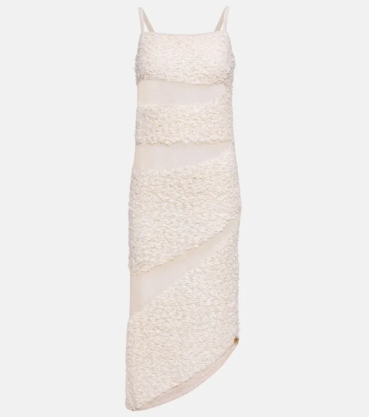 Paneled linen-blend gown