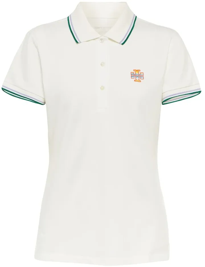 Cotton-blend pique polo shirt