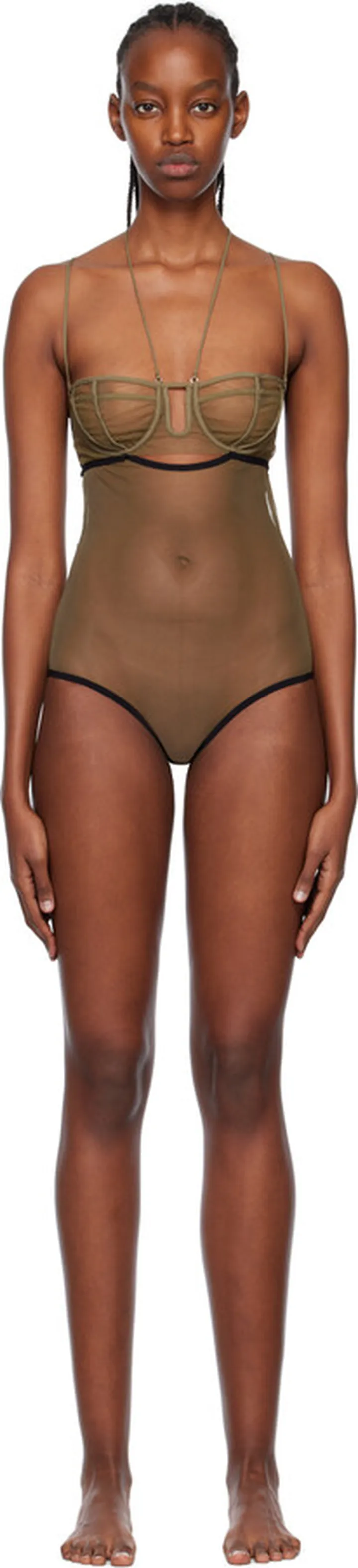 Nensi Dojaka SSENSE Exclusive Khaki Bodysuit