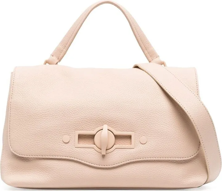 Leather Embossed-Logo Tote Bag