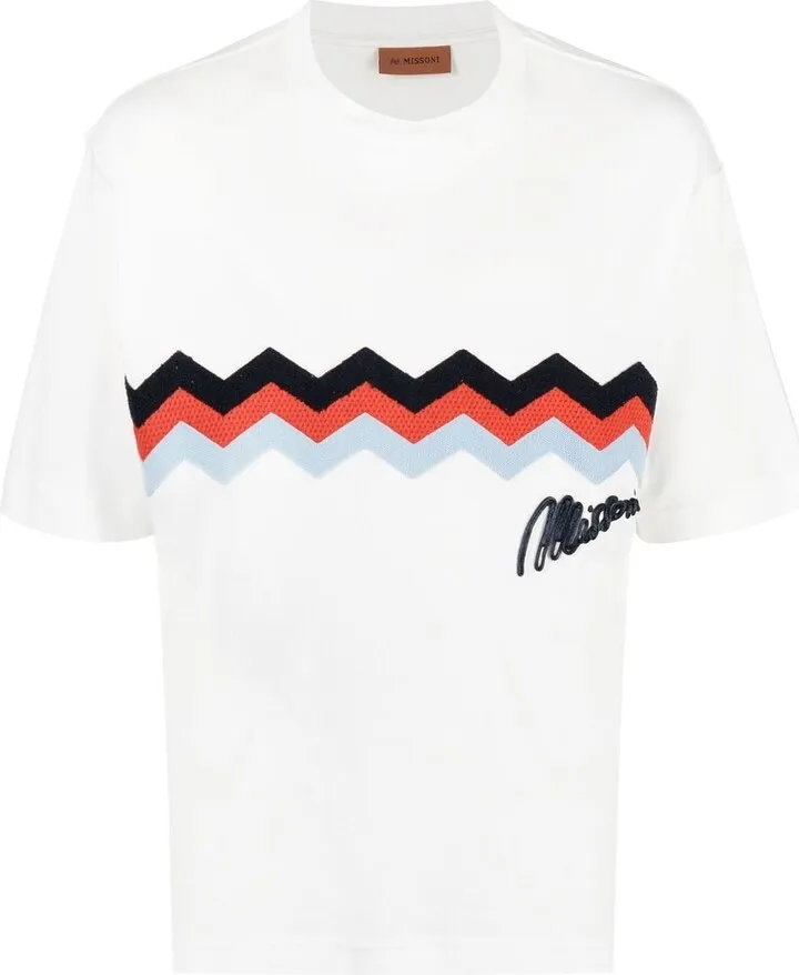 Zigzag-print crew-neck T-shirt
