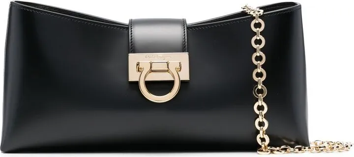 FERRAGAMO- Trifolio Leather Shoulder Bag