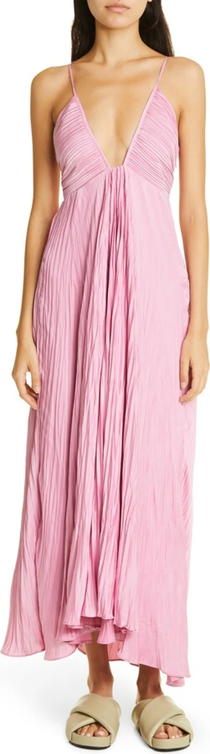 Angelina Plissé Crossback Dress
