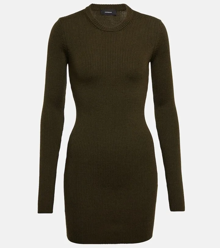 Ribbed-knit wool minidress