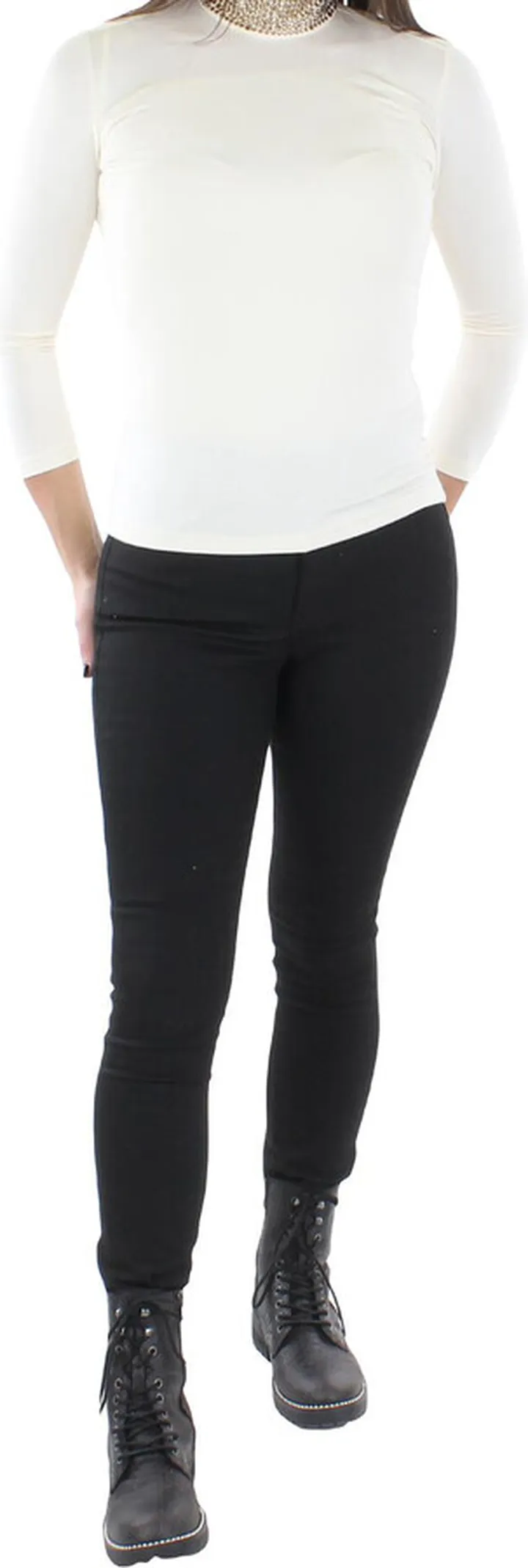 Mya Womens Pullover Embellished Turtleneck Top