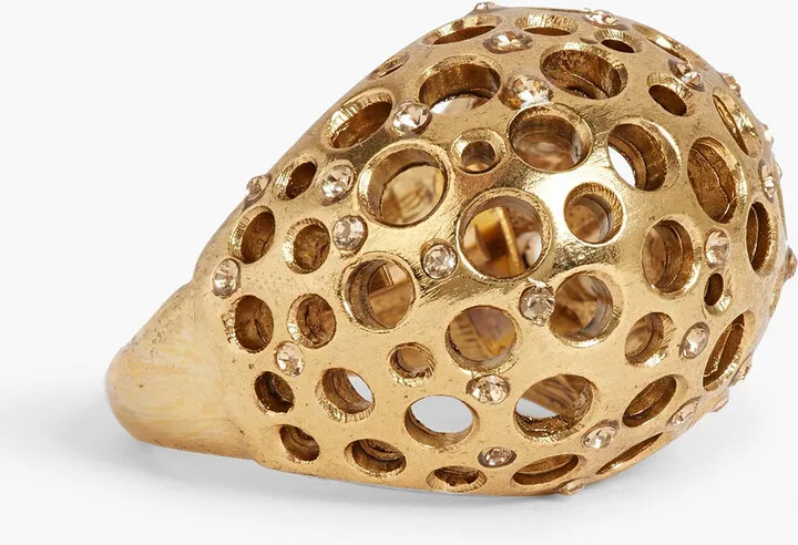 Gold-tone crystal ring