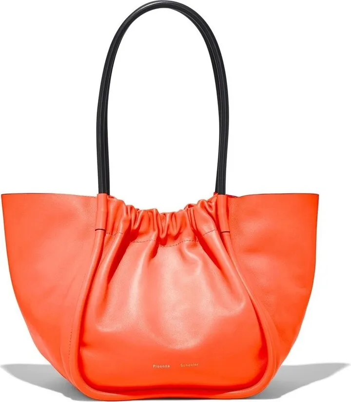 large Ruched leather tote bag