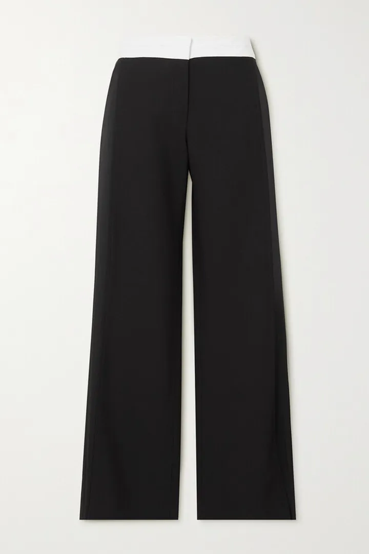 Victoria Beckham - Paneled Crepe Straight-leg Pants - Black