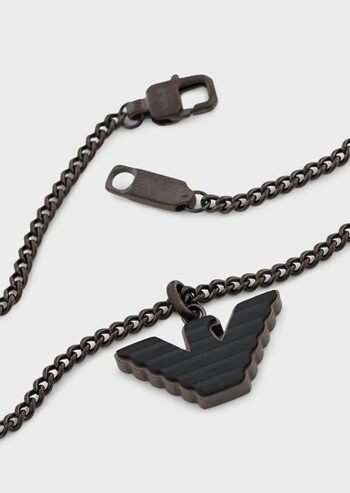 Brown and Black Stainless Steel Pendant Necklace