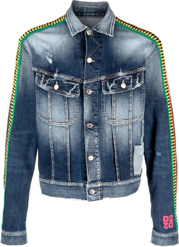 Crochet-Detail Denim Jacket