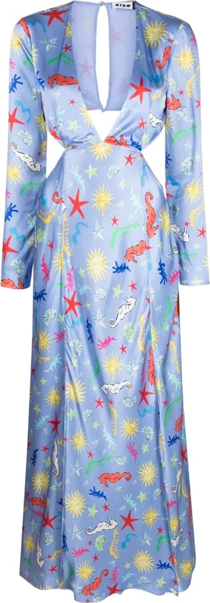 graphic-print V-neck dress