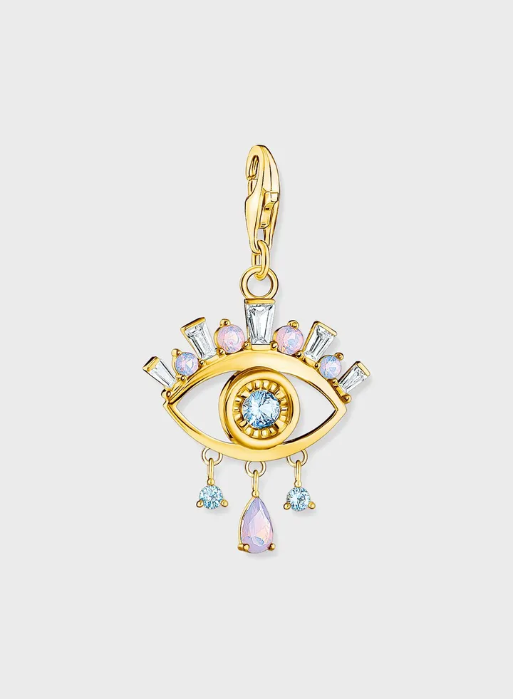 Thomas Sabo Gold Plated 925 Sterling Silver Multicoloured Charm Eye Pendant For Women