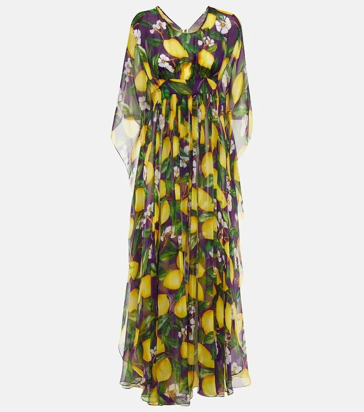 Printed silk chiffon maxi dress
