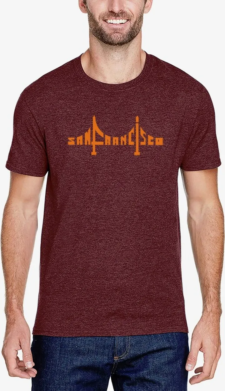 La Pop Art Men's Premium Blend Word Art San Francisco Bridge T-shirt