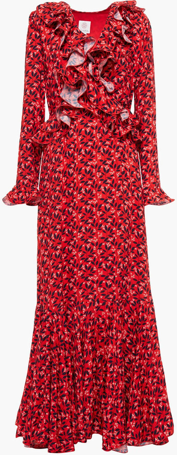 Ruffled floral-print woven maxi dress