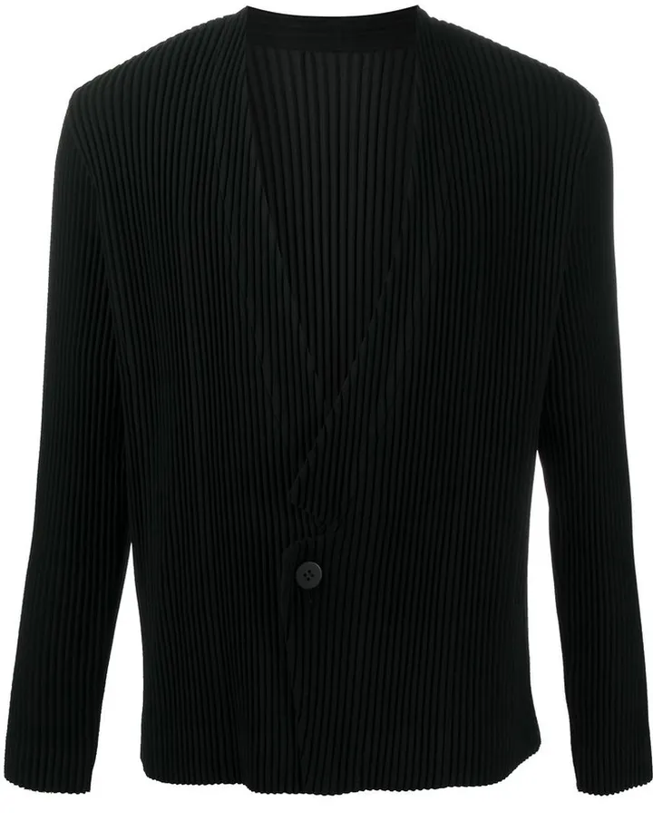 Ribbed V-Neck Jacket