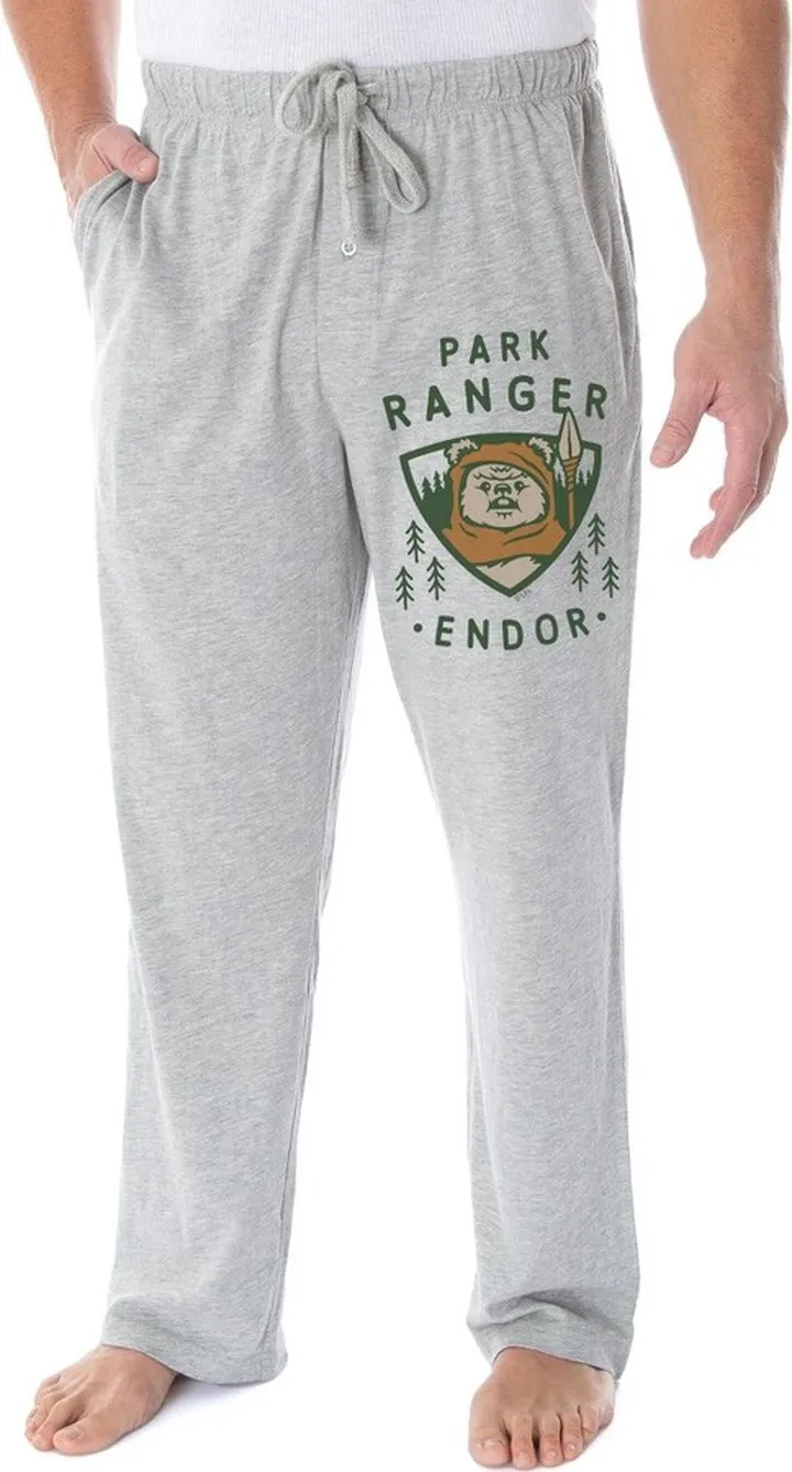 Star Wars Men's Ewok Park Ranger Endor Loungewear Sleep Pajama Pants (M) Grey