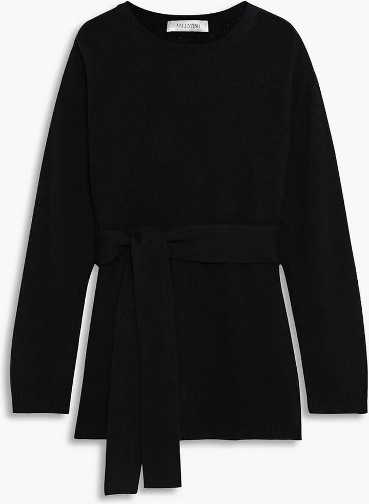 Belted cashmere sweater