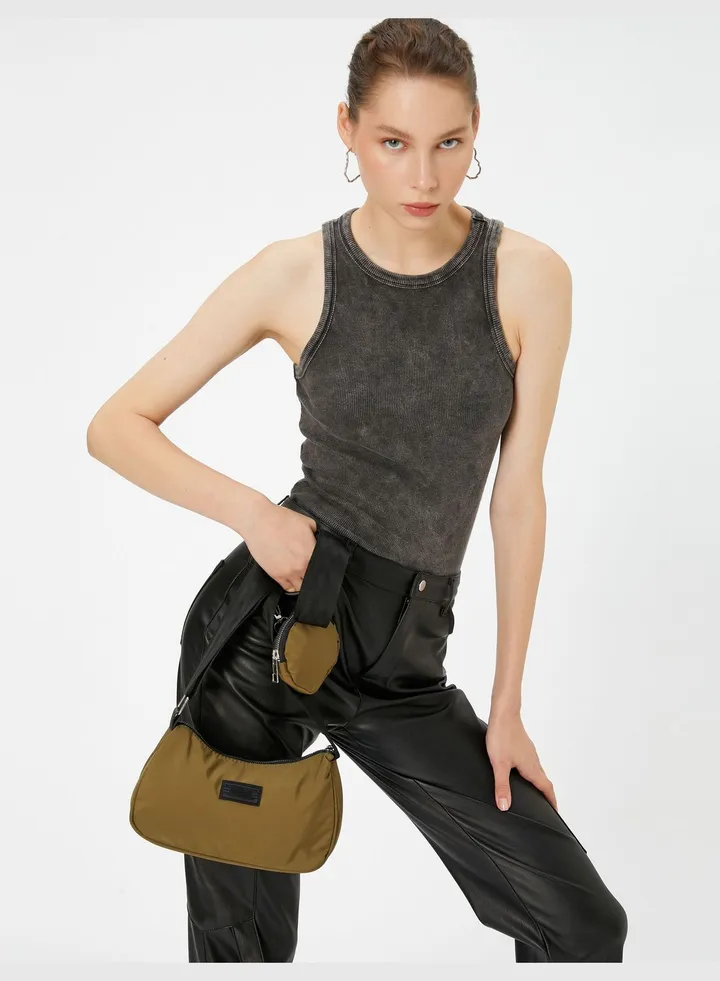 Wallet Detail Thick Strappy Parachute Bag