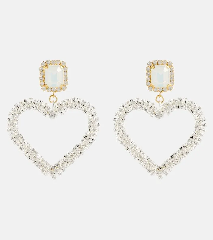 Embellished asymmetric heart earrings