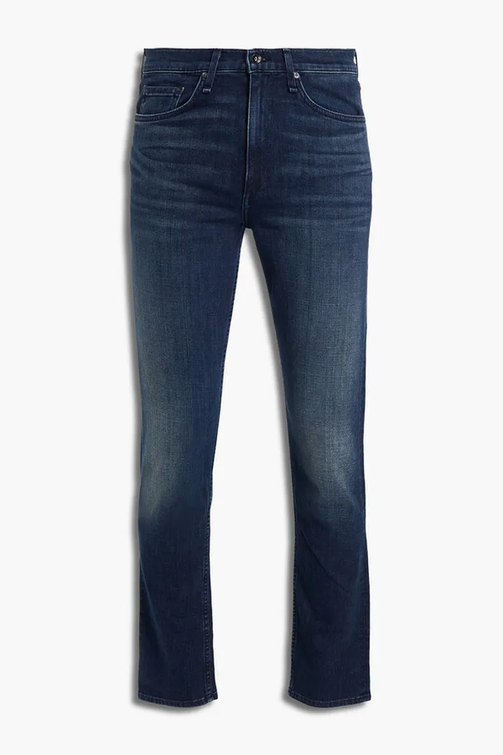 Skinny-fit faded denim jeans