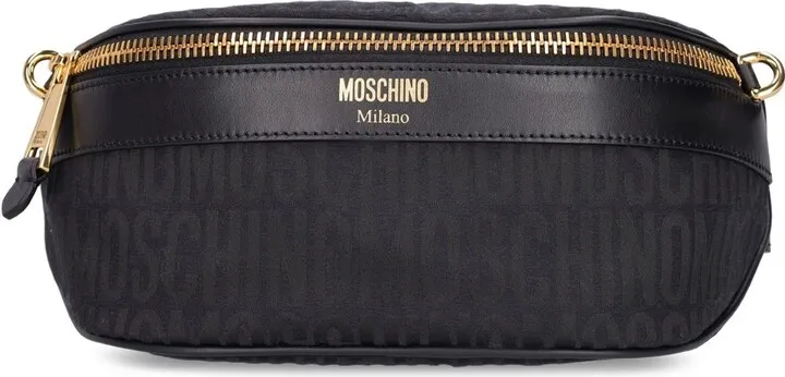 Moschino logo nylon jacquard belt bag