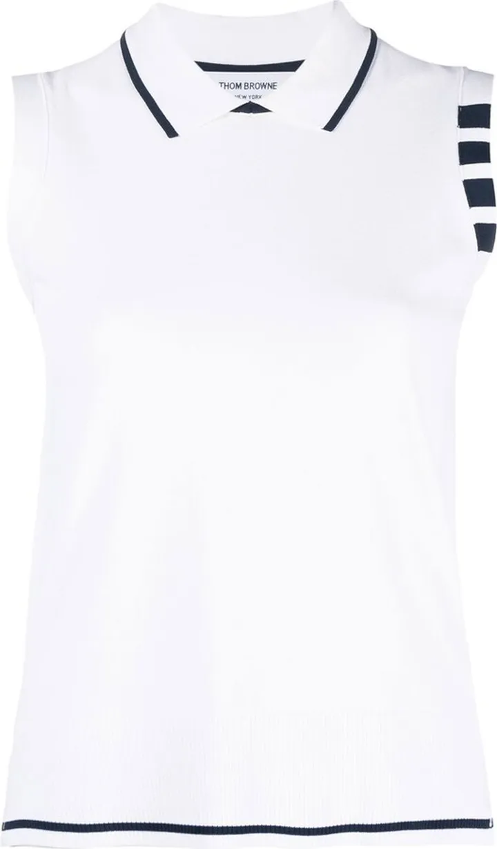 Polo-Collar Sleeveless Top