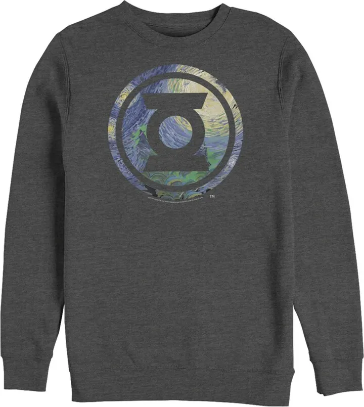Men's Justice League Green Lantern Starry Night Logo Sweatshirt - Charcoal Heather - 2X Large