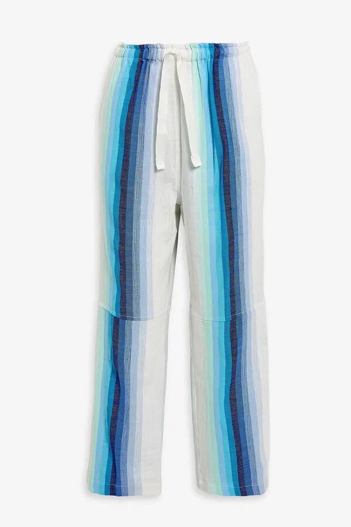 Teref striped cotton-blend gauze wide-leg pants