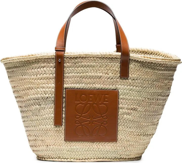 LOEWE PAULA'S IBIZA- Basket Raffia And Leather Tote Bag