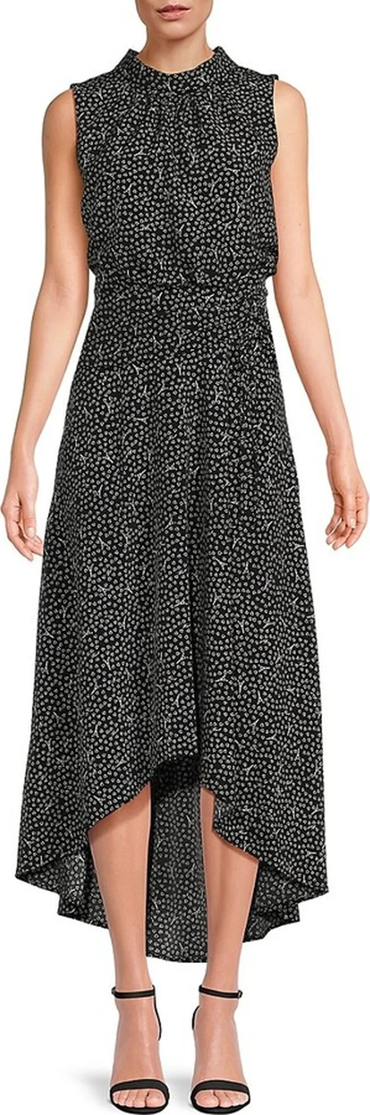 Heart Print High Low Midi Dress