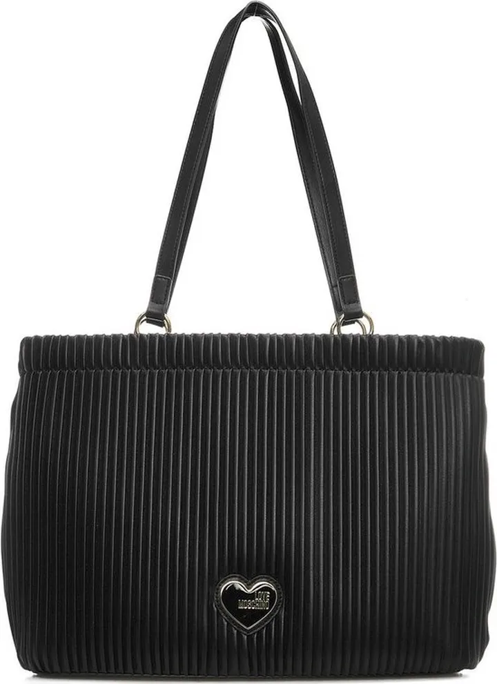 Love Moschino Logo Plaque Ribbed Tote Bag