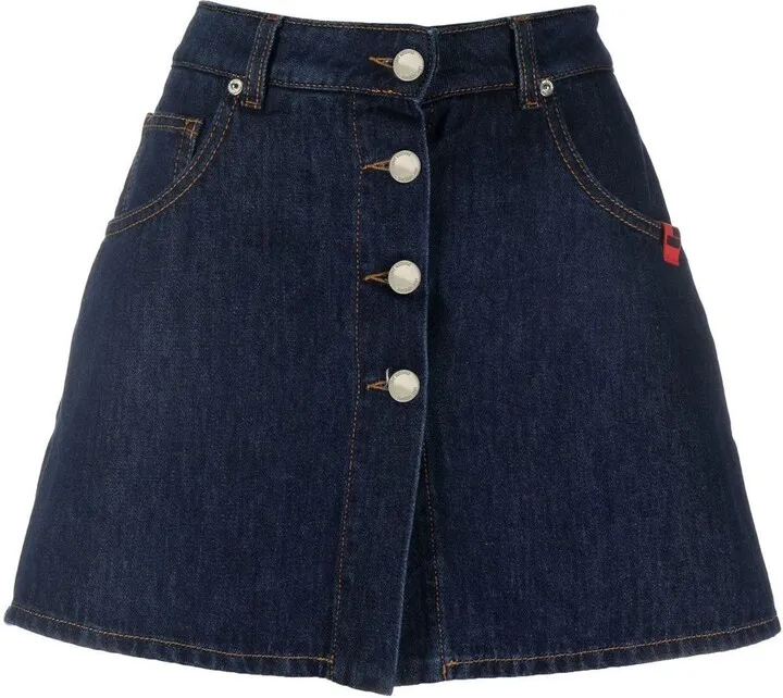 A-line denim mini skort