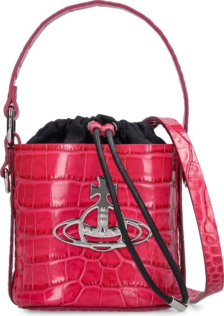 Daisy croc embossed leather bucket bag